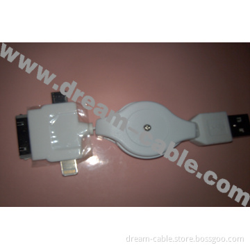 Retractable 3 in 1 USB Data Cable for iPhone4s/5